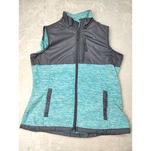 Snowzu Vest Women’s Size Large Teal Aquamarine/Grey‎ Fleece Full Zip
